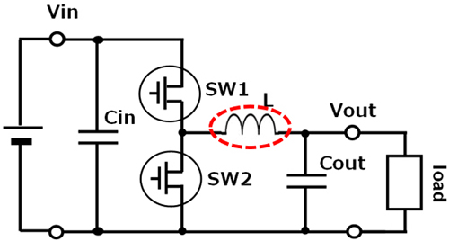 回路例　上記アプリケーション　降圧DC-DCコンバータ回路