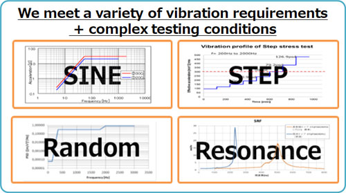 We meet a variety of vibration requirements + complex testing conditions