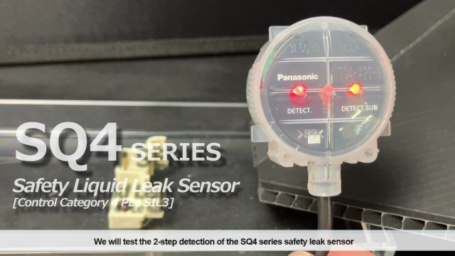 Safety Liquid Leak Sensor SQ4 experiment video simulating water leakage