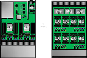 Image diagram of processors mounted in a server